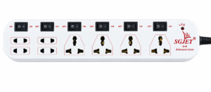 SGJET 8 Socket 6 Switch Extension Board with 2.7m long wire having 4 Universal 3 Pin Socket and 4 Two Pin Socket