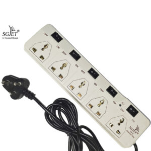 SGJET 5Universal Socket with 5 on/off Switch Extension Board 6A with 2M long Wire Extension strip/Extension cord